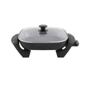 lot 760 image: Oster DuraCeramic 12 Electric Skillet With Pour & Strain Lid - Black CKSTSK12S-TECO