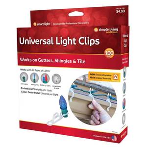 lot 768 image: Simple Living Solutions 100ct String Light Universal Light Clips, Clear, Lot of 5