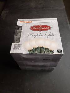 lot 769 image: Sylvania 25 G40 Globe Lights Satin White Indoor Outdoor, Lot of 3