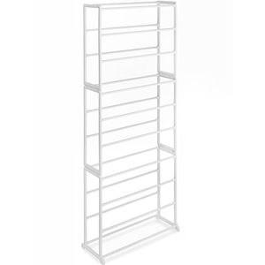 lot 841 image: Whitmor 10-Tier 30 Pair Floor Shoe Tower - White - 9 x 22.5 x 54.75