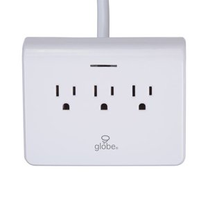 lot 816 image: Globe Electric 6 ft. 3-Outlet White Surge Protector Desktop Power Strip with 4 USB Ports, 78428