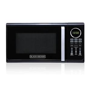 lot 827 image: Black & Decker EM925ACP-P2 0.9 Cu. Ft. Microwave With Pull Handle, Black