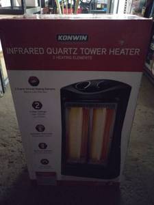lot 830 image: Konwin Infrared Quartz Tower Heater 2 Element 1500w Black Tqh-06