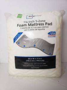 lot 50052 image: Mainstays 1.25inch 5 Zone Hypoallergenic Mattress Topper, 1 Each, Queen