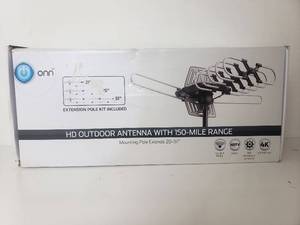 lot 50053 image: Onn 4k Hd Motorized Outdoor Tv Antenna With 150-mile Range And Pole Mounting Kit