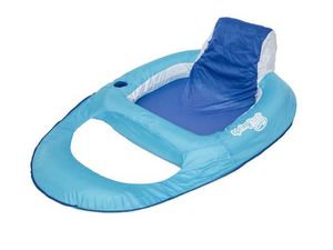 lot 50093 image: SwimWays Spring Float Recliner - Swim Lounger for Pool or Lake - Dark BlueLight Blue