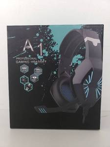 lot 50121 image: Oddgod A1-BLUE Gaming Headset Stereo Surround Sound Over-Ear Headphones with Noise Cancelling Mic LED Light Volume Control