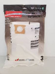 lot 50128 image: 3 Vacuum Bags, Shop Vac Type E Disposable Filter. 90661 Medium Filtration