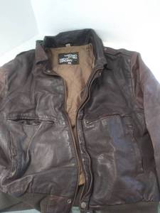 lot 9937 image: New Order XL Leather Coat Bomber Style