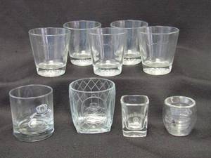 lot 112 image: 7 Crown Royal Rocks Glasses  Bonus Shot Glasses
