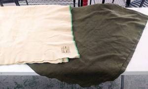 lot 9985 image: 2 Vintage Wool Blankets  Golden Fleece & Army Green