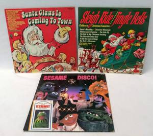 lot 217 image: 3 Vintage Childrens Albums  Sesame Street Disco & 2 Christmas Albums