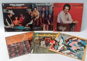 lot 218 image: Merle Haggard & Jerry Lee Lewis Albums   6 Total