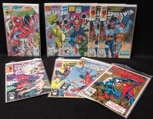 lot 122 image: Lot of 9  1990s Marvel Comics  Spiderman - Including 1991 #16 Sideways Issue