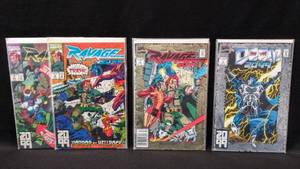 lot 125 image: 4 Vintage 1990s Marvel Comis Books  Doom 2099 #1 (Jan 1993), Ravage 2099 #1 (Dec 1992), #3 Feb (1993) & #4 Mar