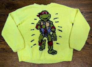 lot 10018 image: Handmade Vintage Teenage Mutant Turtle Childs Sweater