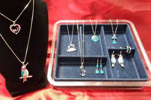 lot 10020 image: Pearlescent Pink, Blue & White Jewelry Lot with Display Box  Appears to be New