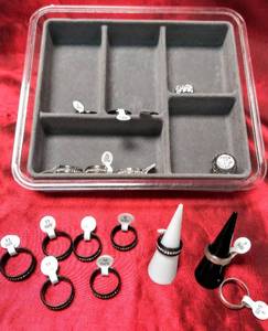 lot 10021 image: Mens & Matching Rings Jewelry Lot with Display Box  Appears to be New  Bonus Novelty Ring