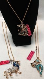 lot 10027 image: 3 New Betsey Johnson Necklaces  Cats