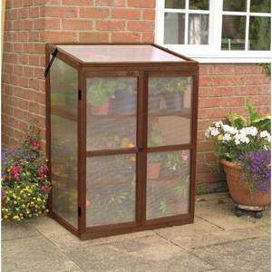 lot 49701 image: Gardman Wooden Cold Frame Growhouse - 2 Shelf - 2.6 x 1.1 x 3.7 - Brown - FSC Timber