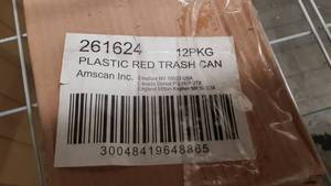 lot 49752 image: Vintage Red Plastic Trash Can Tops Chewing Gum Inc