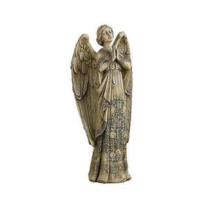 lot 49763 image: Roman 29011 Garden Decor Resin & Stone Praying Angel Statue with Rose Design