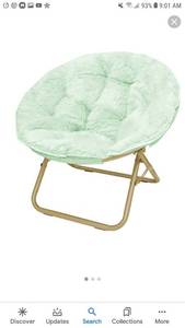 lot 49768 image: Urban Shop Light Blue Faux Fur Saucer Chair