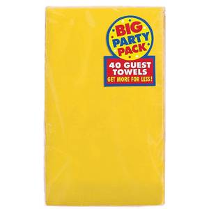 lot 49774 image: Amscan 2-Ply Paper Guest Towels, 7-34 x 4-12, Sunshine Yellow, 40 Towels Per Pack, Set Of 2 Packs