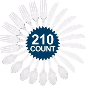 lot 49787 image: Clear Forks, Knives and Spoons (210 Count)