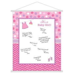 lot 49792 image: Shower With Love Baby Girl Sign-In (Each) - Baby Shower Party Supplies