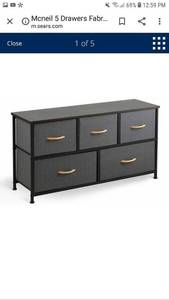 lot 49797 image: Mcneil 5 Drawers Fabric Dresser Vertical Storage Tower Organizer Unit For Office