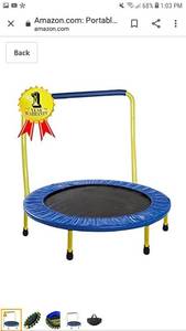 lot 49816 image: Jumjoe Kids Easy Trampoline 36 Inch Handle Bar Safety Portable Yellow