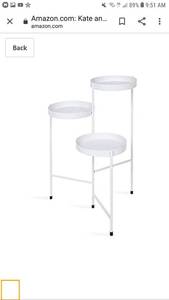 lot 49854 image: Kate and Laurel Finn Tri-Level Metal Plant Stand, White