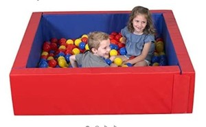lot 49862 image: Childrens Factory Corral Ball Pool for Toddlers & Kids, Indoor Outdoor Soft Foam Square Ball Pit, Baby Play Yard, Kiddie Dry Pool