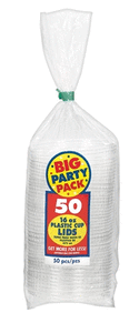 lot 49869 image: Amscan Big Party Pack Plastic Cup Lids, 16 oz, Clear