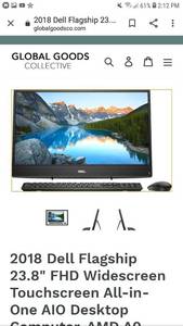 lot 49900 image: 2018 Dell Flagship 23.8 FHD Widescreen Touchscreen All-in-One AIO Desktop Computer, AMD A9-9425 Up to 3.7GHz Processor