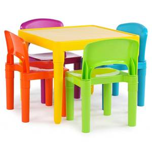 lot 49911 image: 5pc Plastic Table and Chairs Vibrant - Humble Crew