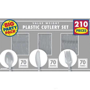 lot 49920 image: Silver Cutlery Set - Value Pack (210 Pack) - Party Supplies 2pk