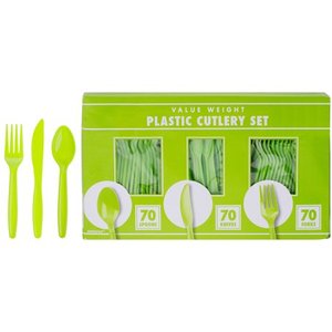 lot 49925 image: Lime Cutlery Set - Value (210 Count) 2pk