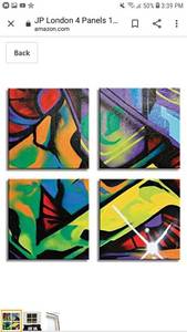 lot 49929 image: JP London 4 Panels 14in 4 Huge Gallery Wrap Canvas Wall Art Grafitti Street Spray Paint Bold At Overall 28in QDCNV2157