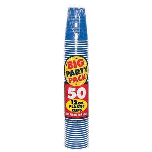 lot 49930 image: Amscan Big Party Pack 50 Count Plastic Cups, 12-Ounce, Bright Royal Blue