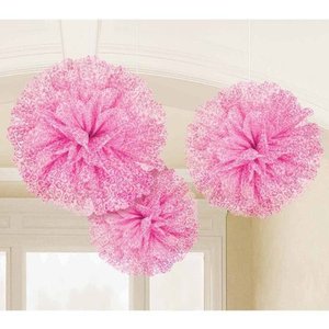 lot 49935 image: Pink Demask Tissue Poms 12pks