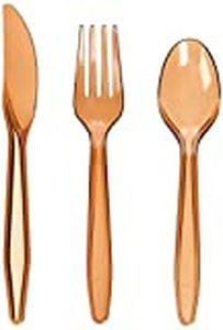 lot 49949 image: Amscan Sturdy Big Party Pack Chocolate Window Box Value Party Supply Cutlery Set, 2.5 x 11.1, Brown 2pk