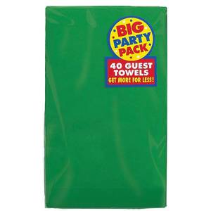 lot 49962 image: Amscan 2-Ply Paper Guest Towels, 7-34 x 4-12, Festive Green, 40 Towels Per Pack, Set Of 2 Packs