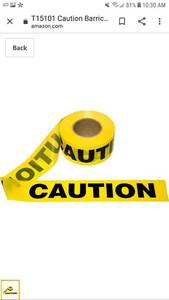 lot 49973 image: T15101 Caution Barricade Tape - - Barricade tape yellow CAUTION 1.5 mil 3 inch width high tensile strength non-flammable remains flexible in cold weather non-toxic 1 roll is 1000 feet