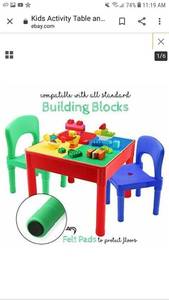 lot 49987 image: Kids Activity Table And Chair Set -building Block ,table With Storage Space