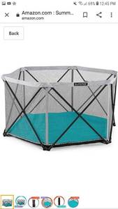 lot 49996 image: Summer Pop N Play SE Hex Playard, Aqua �� Lightweight Play Pen for Indoor and Outdoor Use �� Removable, Machine Washable Padded Floor and Carry Bag �� Portable Playard with Fast, Easy and Compact Fold