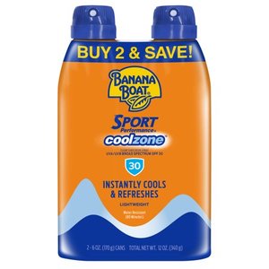 lot 51541 image: Banana Boat Sport CoolZone Clear Sunscreen Spray SPF 30, 12 oz Twin Pack