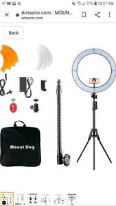 lot 51556 image: MOUNTDOG 18 Ring Light Kit 55W Bluetooth LED Ringlight Lighting with Tripod Stand Dimmable 3200K5500K YouTube Circle Lighting Ringlights for Makeup Video Photography Blogging Portrait