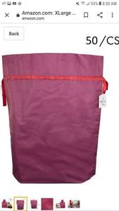 lot 51561 image: XLarge Premium Fabric Gift Bags (Pack of 50) Organza with Lining and Satin Ribbon Holiday Christmas �� Solid Red 27.5�� x 31�� x 9.75 for Extra Large Gifts Like Kitchen Appliances, Electronics